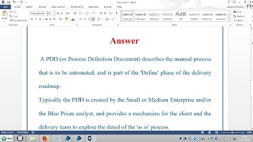 Blue Prism RPA - Interview Questions - What is PDD - 4012 - Aditya RPA Academy BTM Layout