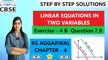 Graph of Linear Equation in Two Variables Class9 | RS Aggarwal Class 9 Ex 4B Q 7/8 Solution | #cbse