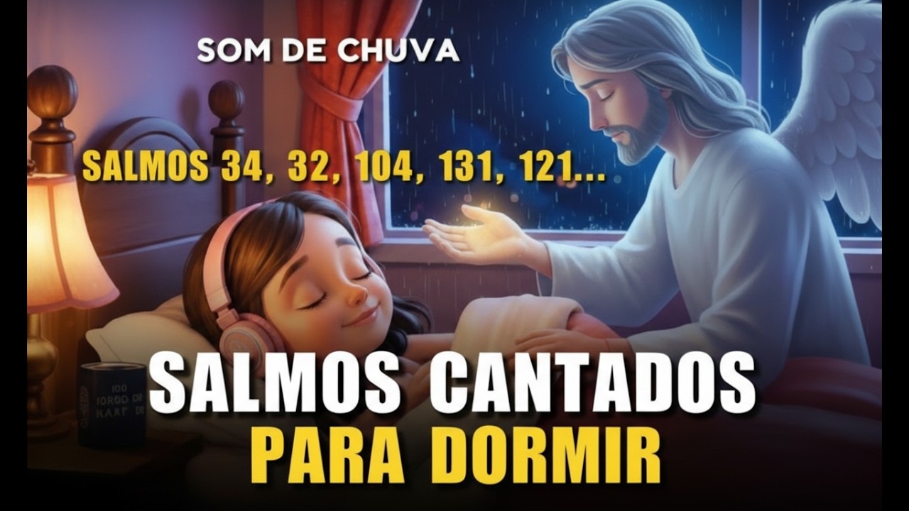 Salmos Cantados Para Dormir 🌙 Som de Chuva + Proteção de Deus | Salmos 34, 32, 104, 131 e 121