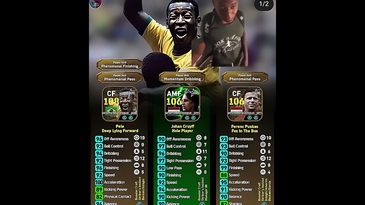 Training guides for Pele, Puskas and Cruyff 