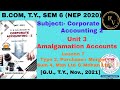 #7 BCom TY Sem 6 NEP 2020 Corporate Accounting 2 Unit 3 Amalgamation Accounts Sum 4 / GU