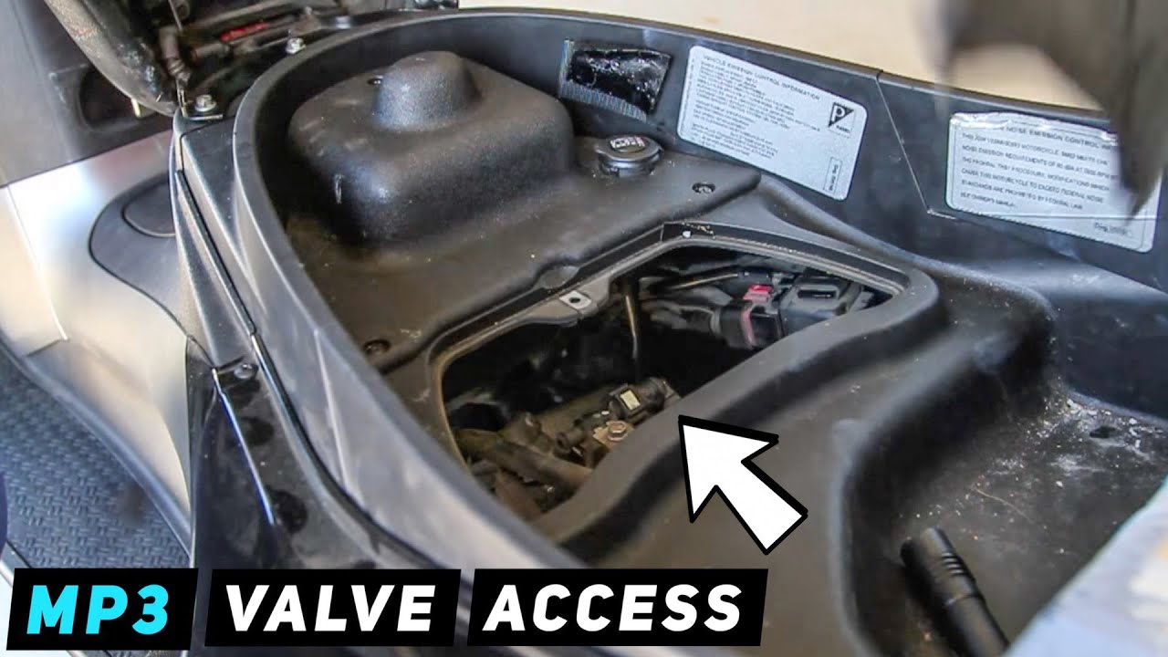 Piaggio MP3 Remove panels to access for valve clearance / inspect Mitch's Scooter Stuff