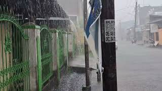 Heavy rain and Strong winds in Village Indonesia ||Sleep Instantly with the Sound of Heavy rain....