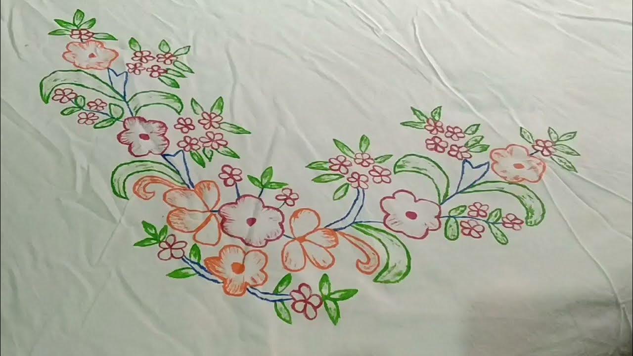 Painting chadar design bedsheet design bridal bedsheet design YouTube