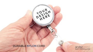 Andaz Press Custom Personalized Retractable Badge Reel Holder With Clip, Metal Name Tag Holder ID