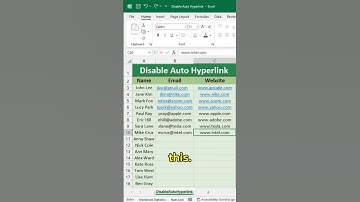Disable Auto Hyperlink in Excel #ExcelTips