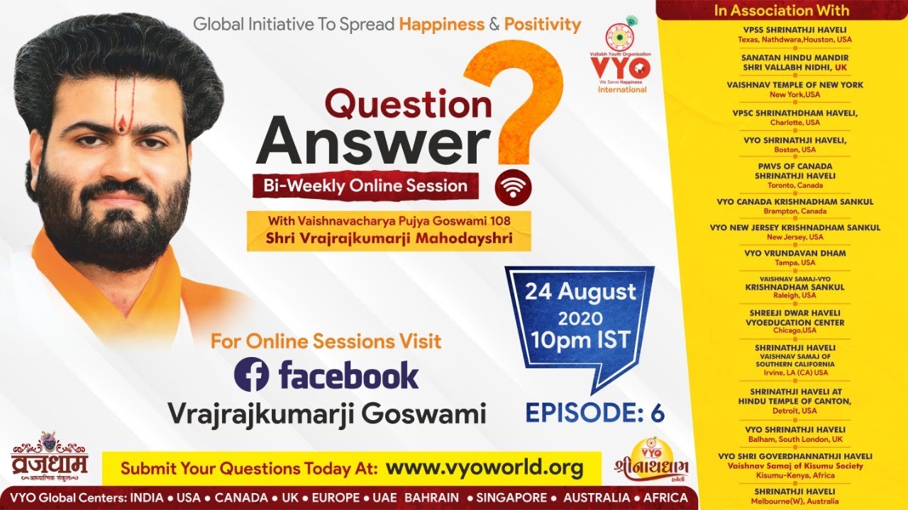Sixth Q&A Session with Pujya Shri Vrajrajkumarji Mahodayshri