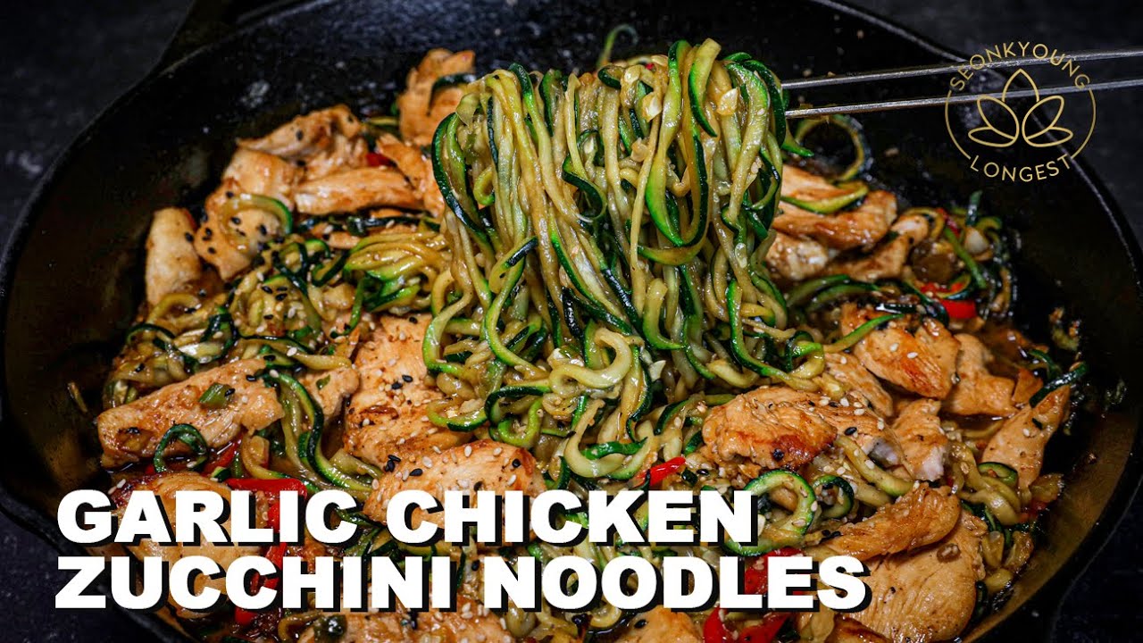 Garlic Chicken Zucchini Noodles | How to Cook & Avoid Watery Zucchini Noodles | Seonkyoung Longest