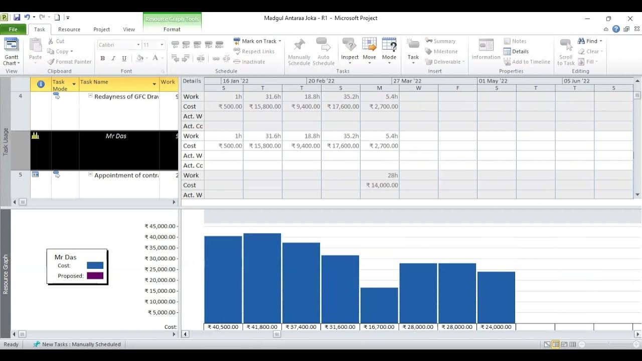 How to create Resource Graphs in MS Project - YouTube