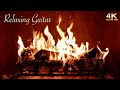 🔥 Relaxing Guitar Music Fireplace 🔥 Cozy Acoustic Instrumental Fireplace Ambience ~ 12 Hours