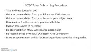Overview of MT2C Tutor Hiring Process for Senior Tutors