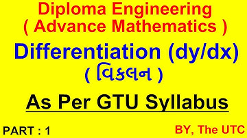 Diploma Engg.|Advance Mathematics | Differentiation | As per Gtu syllabus| in HIndi |SEM 2| Part 1