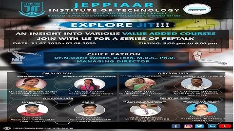 EXPLORE JIT !!! AN INSIGHT INTO VARIOUS VALUE ADDED COURSES JOIN WITH US FOR A SERIES OF PEPTALK