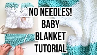 HOW TO FINGER KNIT A BABY BLANKET | No Needles  Anyone can do this project!