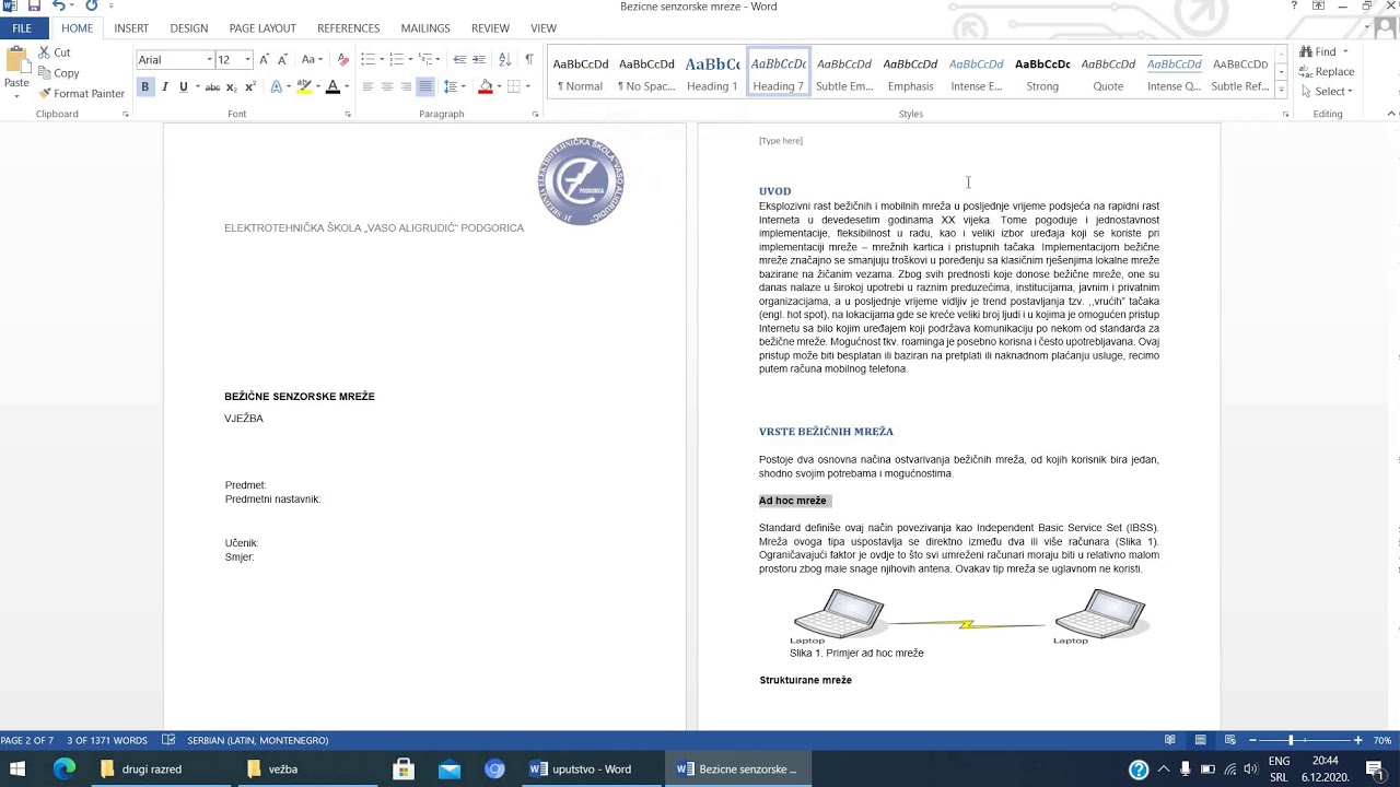 Informatika, I razred - Obnavljanje gradiva kroz vježbu