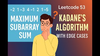 Celebrity Leetcode 53: Maximum Subarray Sum | Kadane’s Algorithm in Python with Edge Cases Wealth