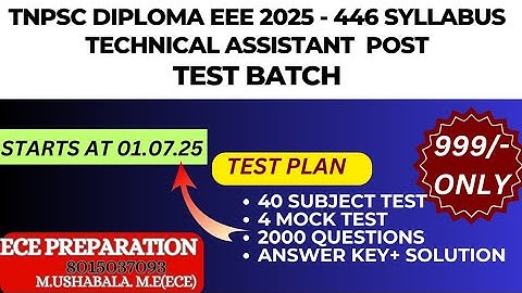 EEE 446syllabus TESTBATCH schedule - TNPSC DIPLOMA 2025#tnpscdiploma#eee #diploma#material#testbatch
