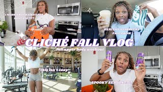 DOING *CORNY FALL? INSPIRED STUFF | fall vlog, boo basket, high protein pumpkin cheesecake, arm day