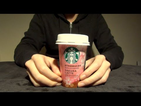 ✧J-ASMR✧スターバックス さくら ラテ with ストロベリー/STAR BUCKS SAKURA LATTE with Strawberry  音フェチ JAPAN