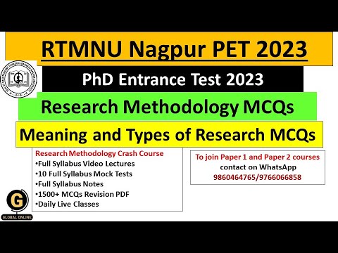 RTMNU PET 2023 Research Methodology MCQs|Meaning and Types of Research ...