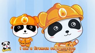 baby panda fireman on a mission kids role play best job songs for kids babybus