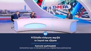 Παύλος Μαρινάκης: «Η Ελλάδα πλήρωσε ακριβά τη λογική του τζάμπα»
