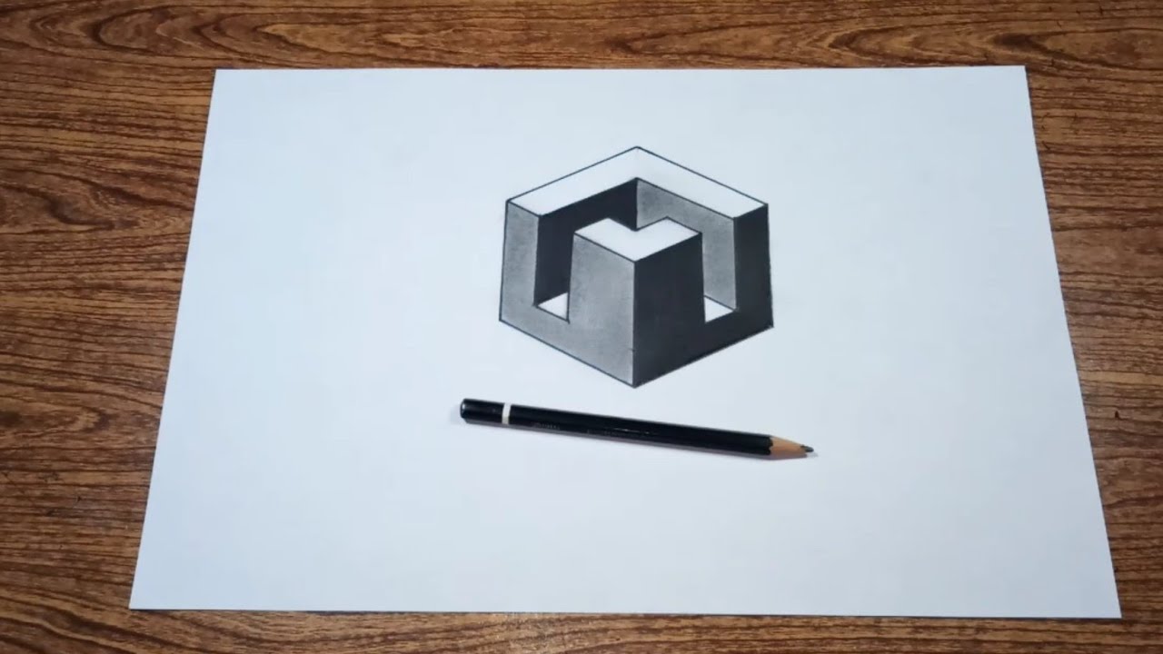 how to draw 3d optical illusion cube cool and easy - YouTube
