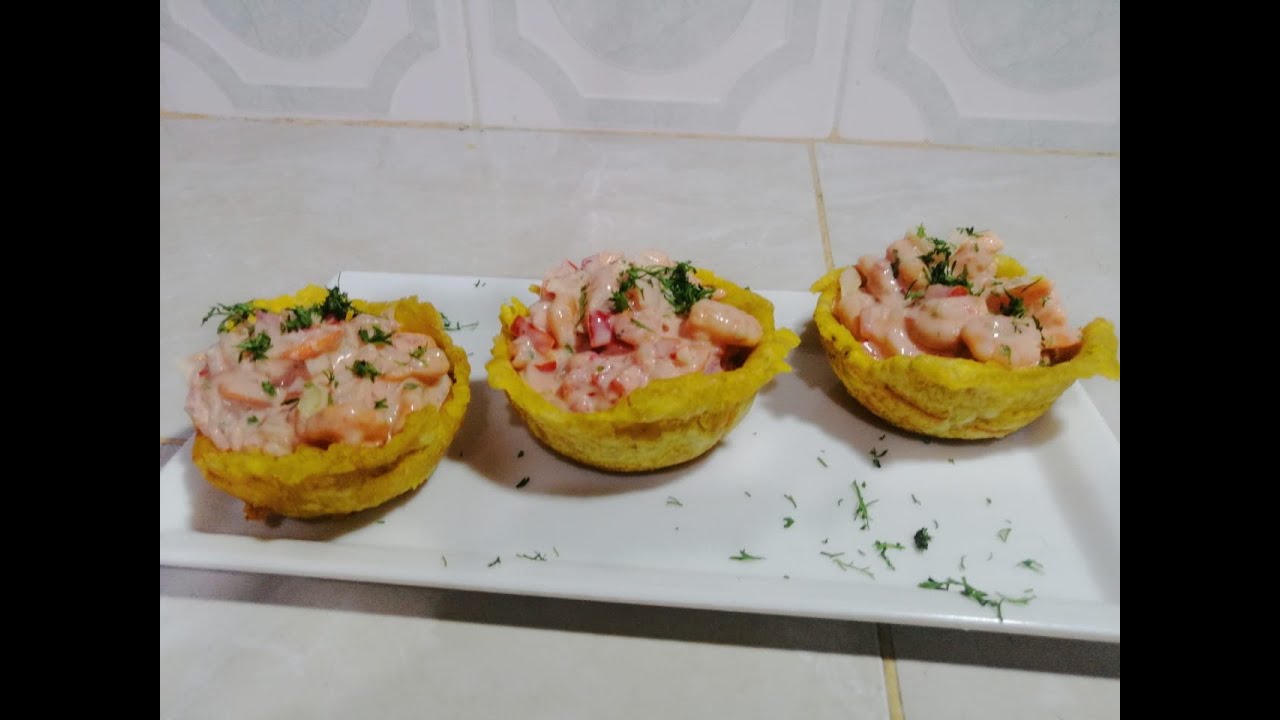 TOSTONES RELLENOS CON CAMARONES- CANASTAS, CUCURUCHOS, TARTALETAS. FACIL Y DELICIOSOS- #COCINA #FOOD