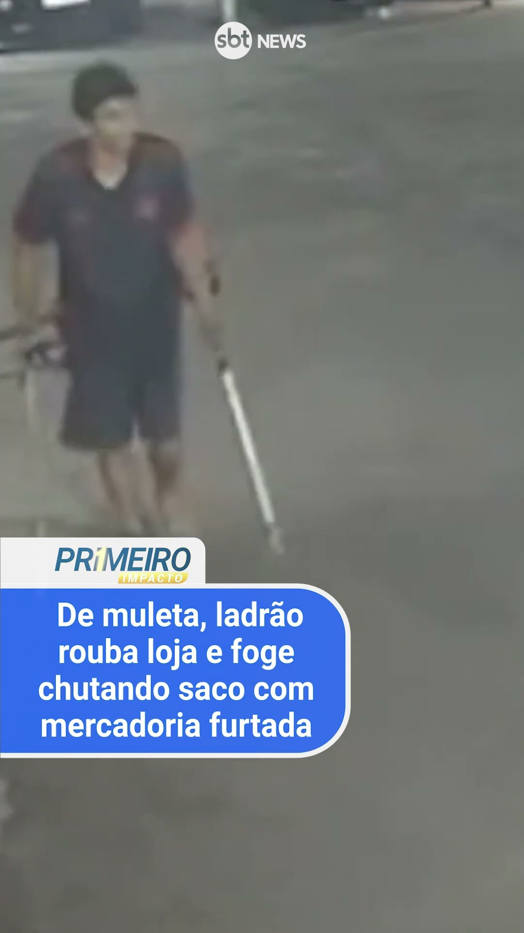 De muleta, ladrão rouba loja e foge chutando saco com peças furtadas | Primeiro Impacto (31/12/24)