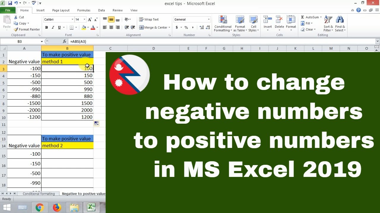 Change Negative To Positive Number In Excel / These macros reverse the