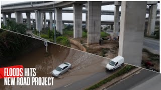 Flood water takes portions of the Ofankor - Nsawam Road Project