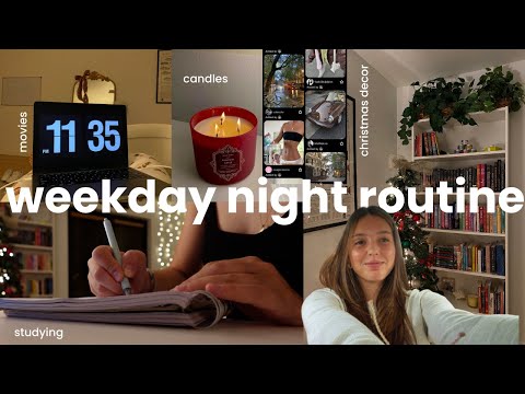 my weekday night routine | workout, study, clean, & christmas movies