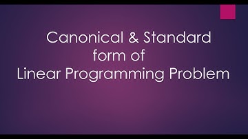 Canonical & Standard form of LPP