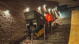 Electric Stair Climber Dumper in Underground Metro Station