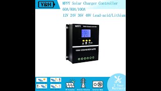Y&H MPPT Solar Charge Controller 12V 24V 36V 48V LCD Display Max 100V Dual USB for Lead-acid/Lithium