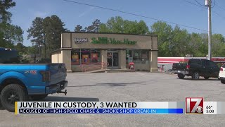 Juvenile in custody, 3 wanted after robbery and high-speed chase