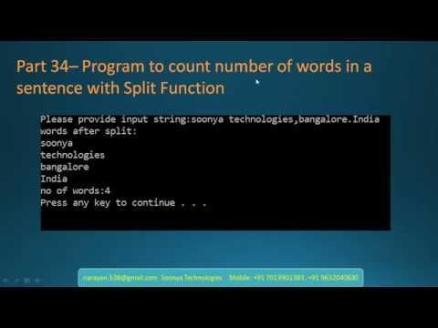 Program to count number of words in a sentence with Split Function in ...