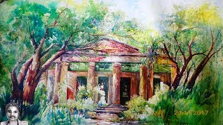 watercolor landscape demonstration painting