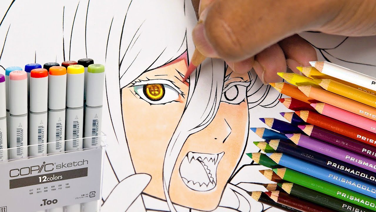 How To Use COLOR PENCILS MARKERS For Coloring ANIME Character