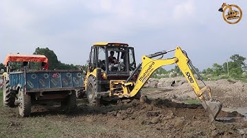MAHINDRA Backhoe Loading mud in Swaraj 744 Tractor – Mahindra Earthmaster sx Backhoe Video