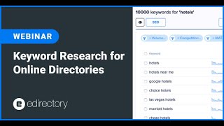 eDirectory Webinar - Keyword Research for Online Directories