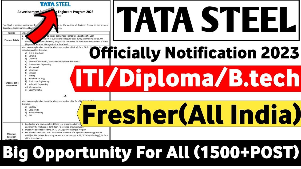 TATA STEEL JET 2024 RECRUITMENT कब आएगा जाने DETAILED