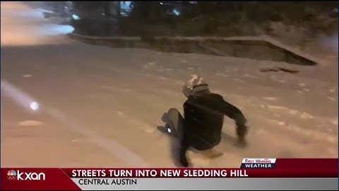 Austin Streets Turn Into Sledding Hill