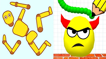 Draw To Smash (Logic Puzzle) vs Ragdoll Break - Satisfying ASMR Gameplay All Levels