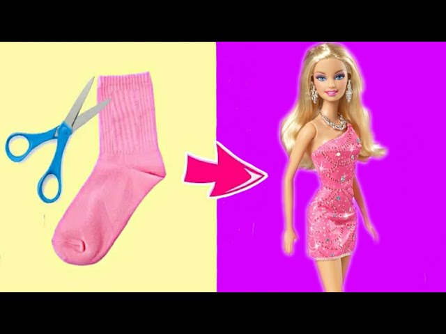 Como fazer vestido pra Barbie com meia de seda Diy ,Tutorial , Pap