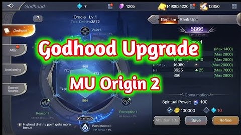 Godhood Divinity Upgrade | How to Gather Spiritual Power | MU Origin 2 Knowledge