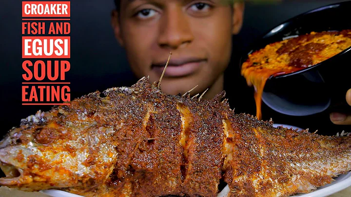 ASMR NIGERIAN FUFU & EGUSI SOUP MUKBANG | JUMBO CROAKER FISH | EATING SOUNDS (no talking)