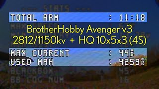 BrotherHobby Avenger v3 2812 1115kv // HQ 10x5x3 MacroQuad // 4400mAh 4S