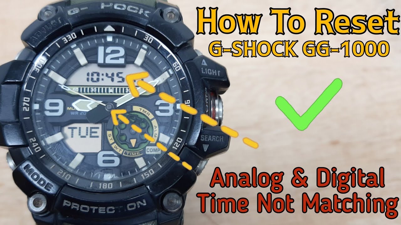 How To Reset Casio G-SHOCK GG-1000 Watch | Analog Digital Time Not Matching  | SolimBD - YouTube