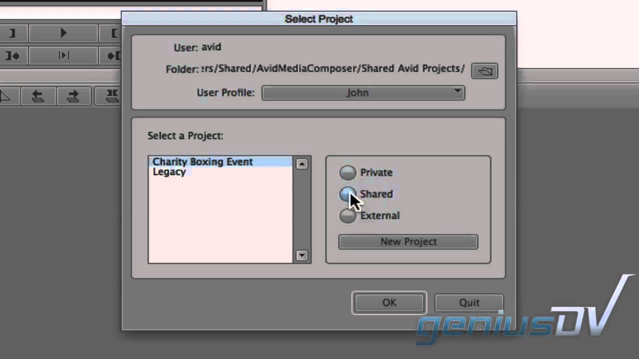 Avid Media Composer   Creating a new Project